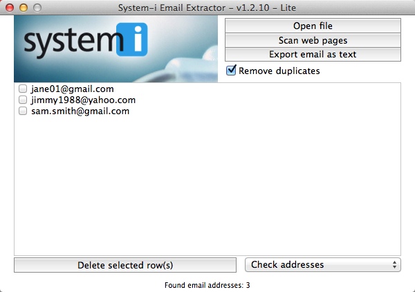 System-i Email Extractor 1.2 : Checking Scan Results