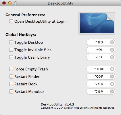 DesktopUtility 1.4 : Program Preferences