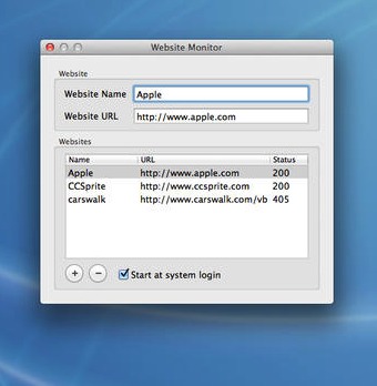 Website Monitor 1.0 : Main window