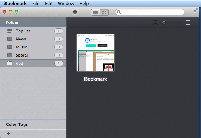 iBookmark 1.0 : Main Window