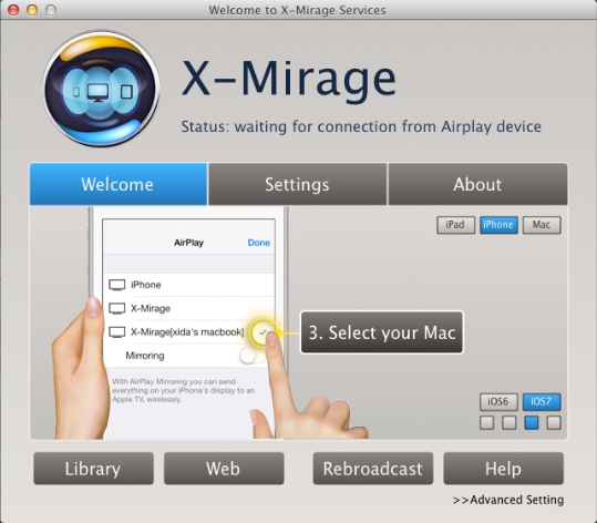 X-Mirage 1.0 : Welcome Screen