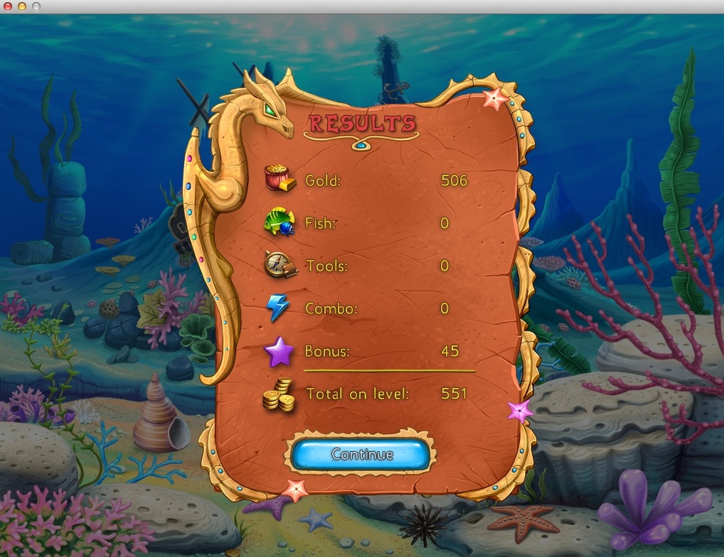 Lost in Reefs 2 2.0 : Completed Level Statistics Window