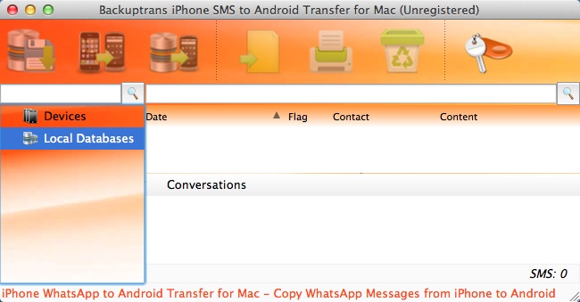 BackupTrans iPhone SMS To Android Transfer 2.1 : Main Window