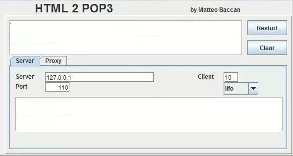 html2pop3 2.5 beta : Main Window