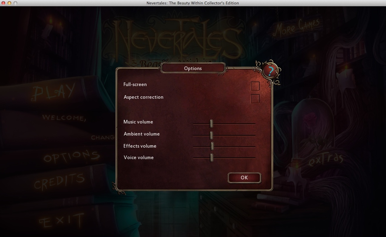 Nevertales: The Beauty Within Collector's Edition 2.0 : Game Options