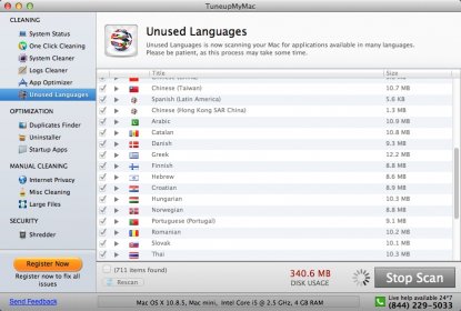 Unused Languages Window