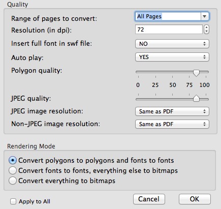 PDF to SWF 1.3 : Conversion Options