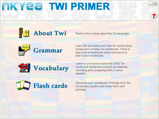 Nkyea Twi Primer 2.1 : Main window