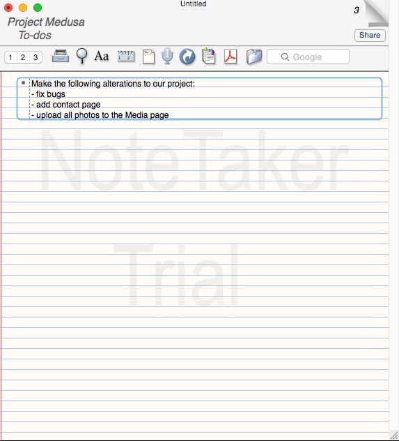 NoteTaker 3.2 : Main Window