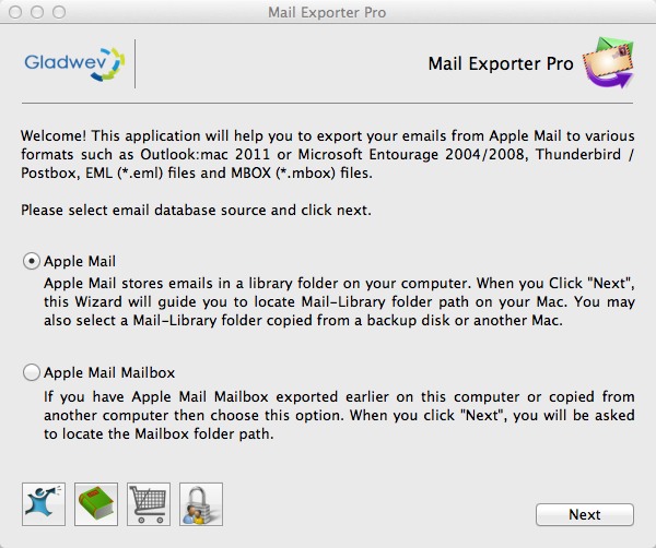 Mail Exporter Pro 1.5 : Main window