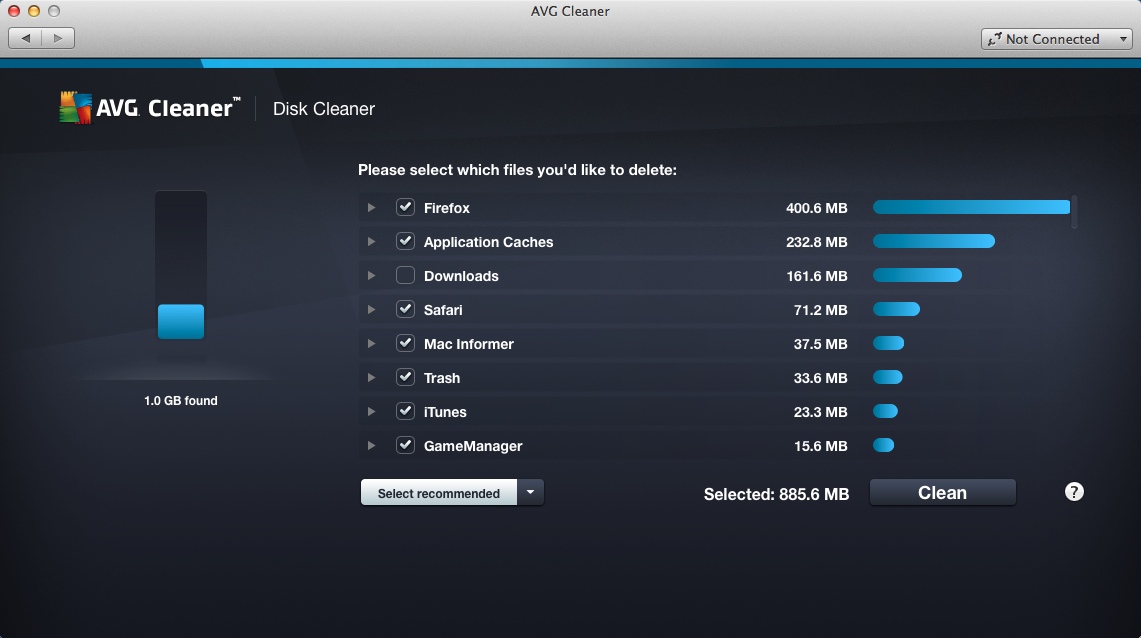 AVG Cleaner 14.0 : Disk Cleaner Scan Results
