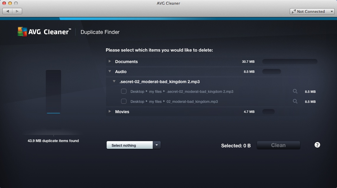 AVG Cleaner 14.0 : Duplicate Finder Scan Results