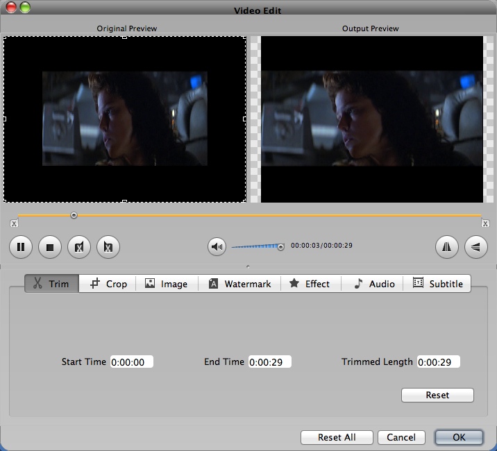 Bigasoft VOB Converter 3.2 : Editing Input Video
