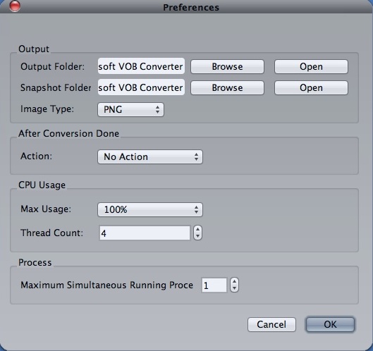 Bigasoft VOB Converter 3.2 : Preferences Window