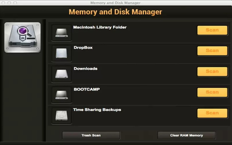 Memory and Disk Manager 1.0 : Main Window