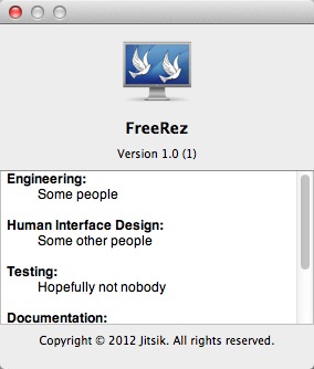 FreeRez 1.0 : About Window