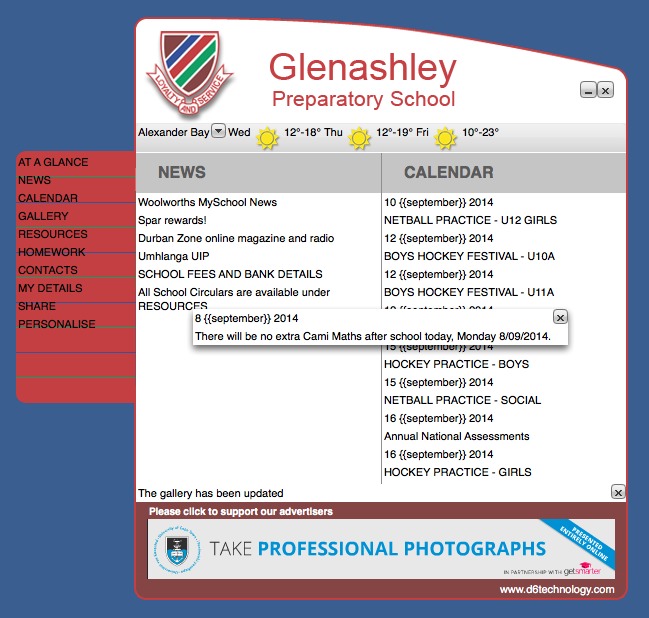 Glenwood Preparatory School 1.0 : Main window