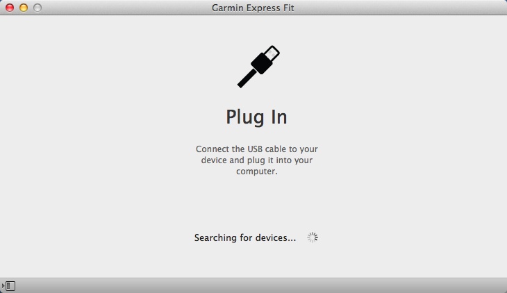 Garmin Express Fit 2.0 : Connection Window