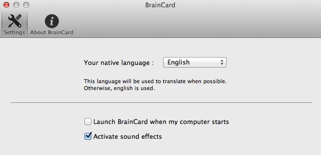 BrainCard 1.0 : Program Preferences