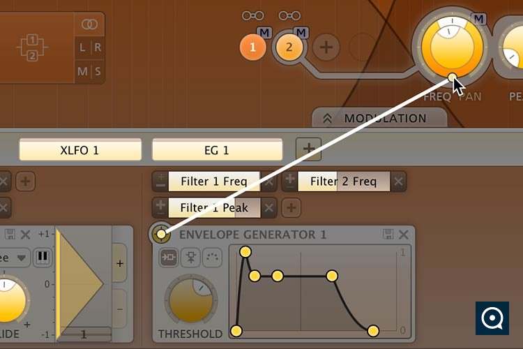 FabFilter Volcano 2.0 : Easy drag-and-drop modulation