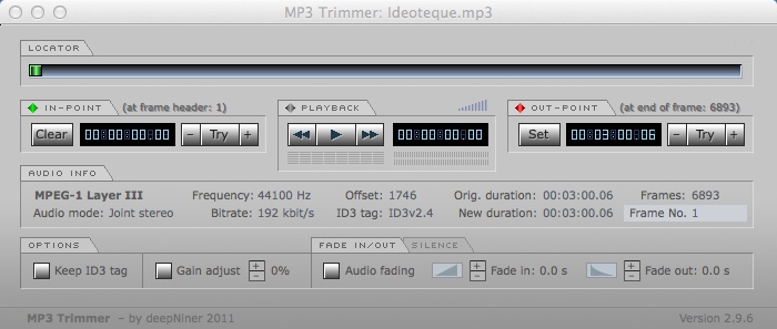 MP3 Trimmer 2.9 : Main Window