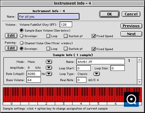 PlayerPRO 5.1 : Instrument and sample info with PP 5.9.8 on Mac OS Classic