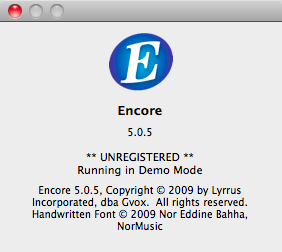 Encore 5.0 : Program version