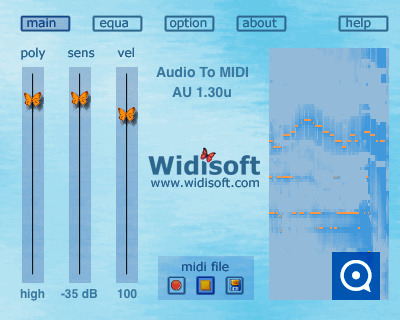 WIDI Audio To MIDI Audio Unit 1.2 : Audio To MIDI Audio Unit Big Screenshot