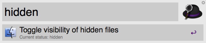 Manage hidden files for Alfred 2 1.4 : Main window