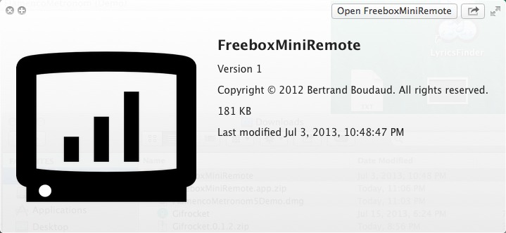 FreeboxMiniRemote 1.0 : About Window