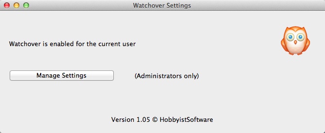 Watchover 1.0 : Configuration Window