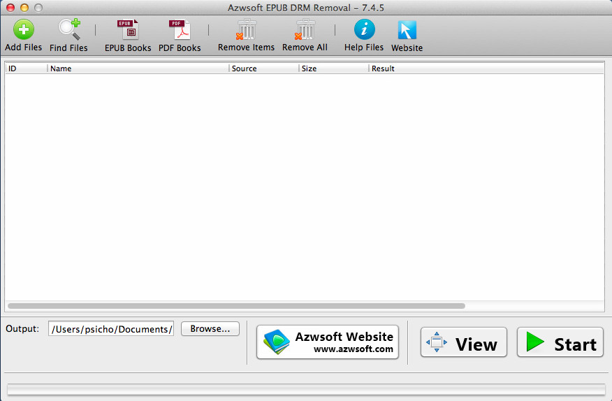 AzwSoft EPUB DRM Removal 7.4 : Main Window