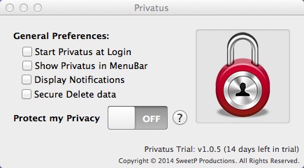 Privatus 1.0 : Main Window