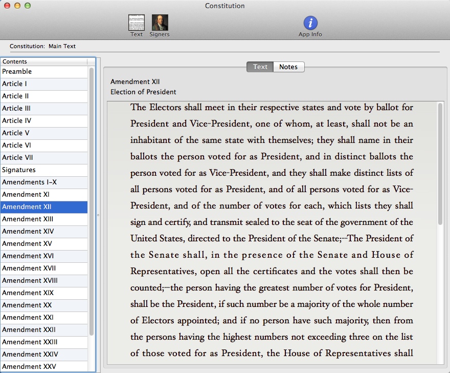 Constitution for Mac 1.1 : Main Window