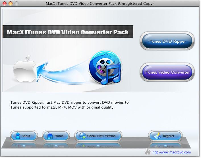 MacX iTunes DVD Video Converter Pack 4.0 : Main Window