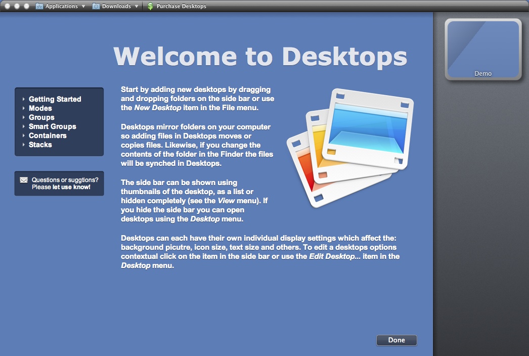 Desktops 1.0 : Main Window