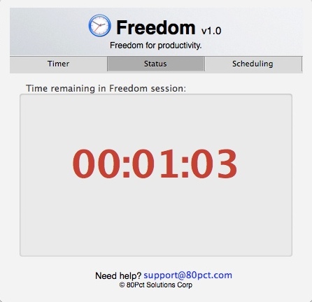 Freedom 1.0 : Displaying Internet Blocking Timer