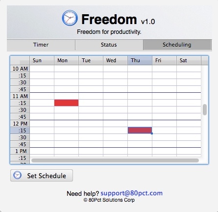 Freedom 1.0 : Scheduling Internet Blocking Event