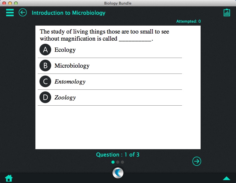 Biology Bundle - A simpleNeasyApp by WAGmob 1.0 : Taking Quiz