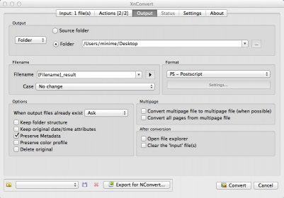 Selecting Output File Destination