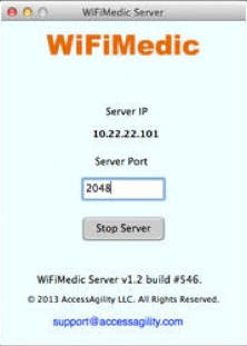 WiFiMedic Server 1.2 : Main window