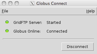 Globus Connect Personal 1.0 : Main window