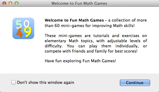 Fun Math Games Deluxe 1.2 : Welcome Window