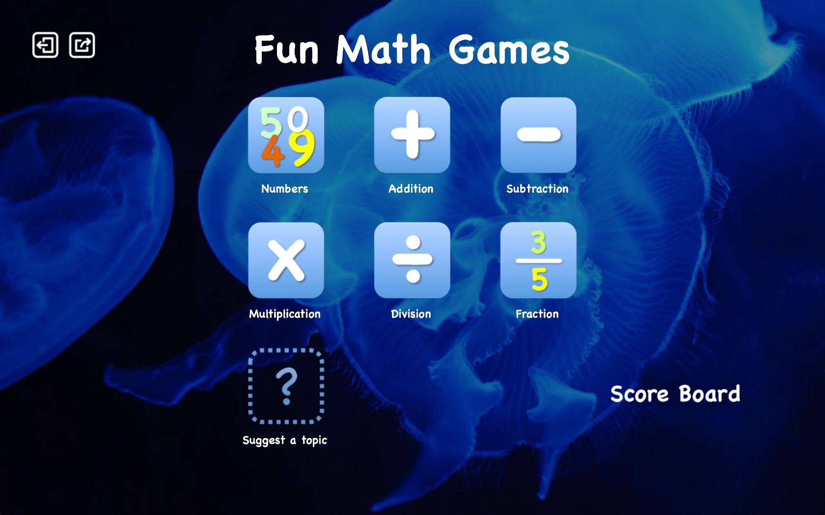 Fun Math Games Deluxe 1.2 : Main Window
