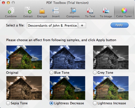 PDF Toolbox 2.0 : Color Tunner Window