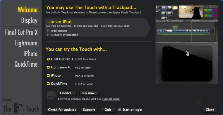 The Touch 1.2 : Main window