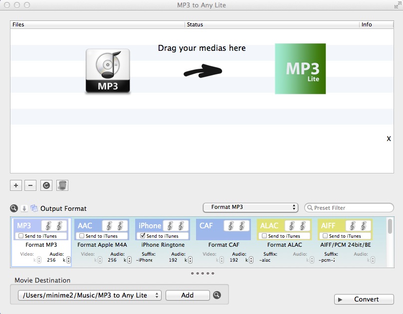 MP3 to Any Lite 1.5 : Main window