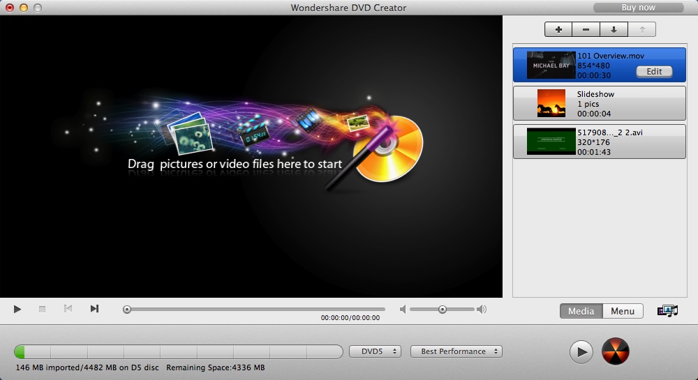 Wondershare DVD Creator 3.8 : Main Window