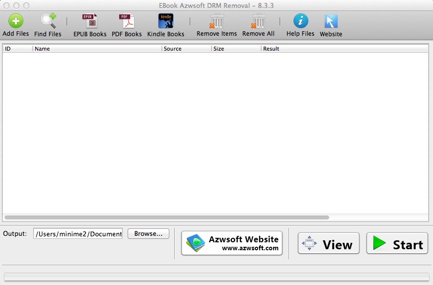 AzwSoft EBook DRM Removal 8.3 : Main window