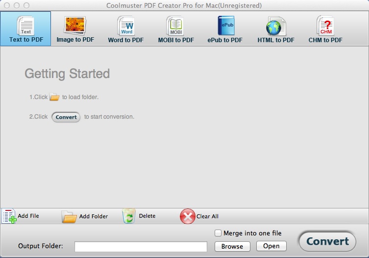 Coolmuster PDF Creator Pro for Mac 2.1 : Main window